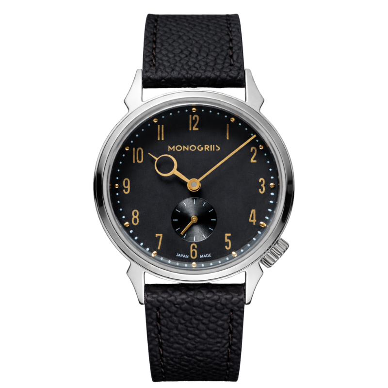 【Now Available for Pre-Order / Shipping Scheduled for Late June】 RESTA R50-001 Automatic Small Seconds Watch – 36mm Black Dial, Gold Hands, High-Domed Sapphire Crystal