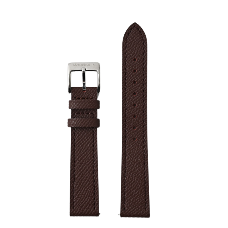 MONOGRIIS Replacement Belt Saffiano Leather Strap Genuine Leather 18mm Dark Brown