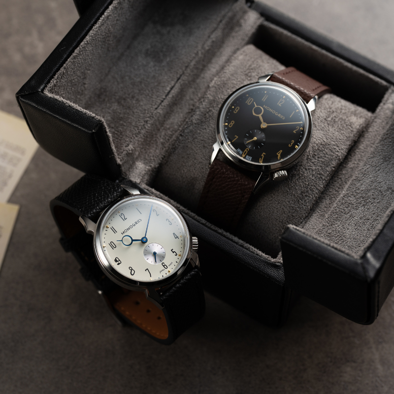 RESTA R50-001 Automatic Small Seconds Watch – 36mm Black Dial, Gold Hands, Domed Sapphire Crystal