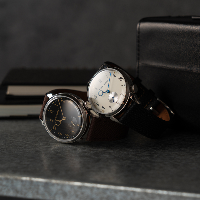 RESTA R50-001 Automatic Small Seconds Watch – 36mm Black Dial, Gold Hands, Domed Sapphire Crystal