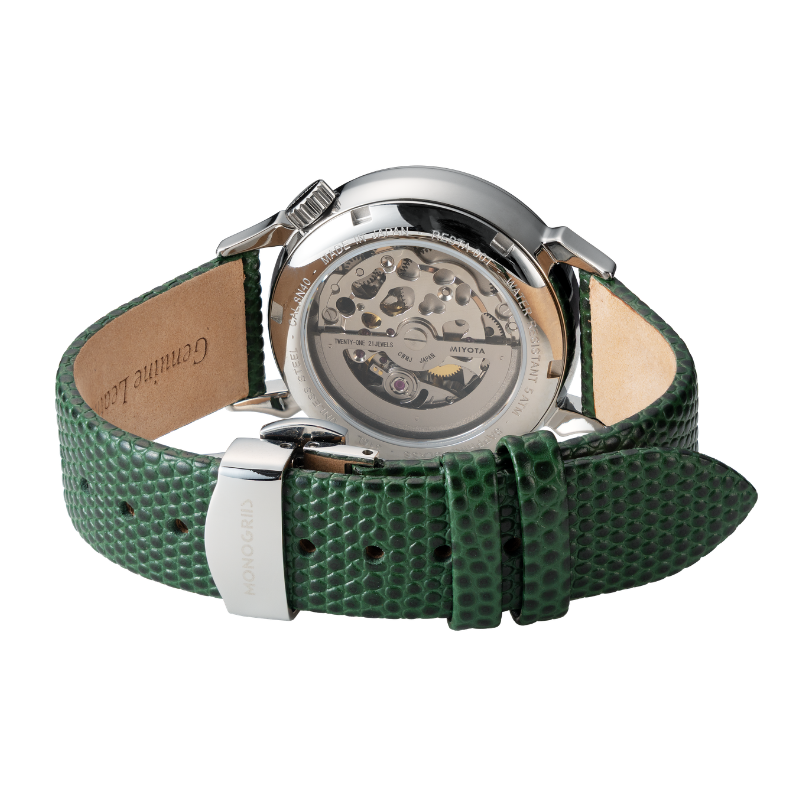 RESTA R50M-001 MIDORI - 翠 - 自動巻きスモールセコンド – 36mm サンレイグリーン文字盤 ゴールド針 ボックス型サファイアクリスタル