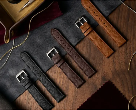 MONOGRIIS Replacement Belt Saffiano Leather Strap Genuine Leather 18mm Dark Brown
